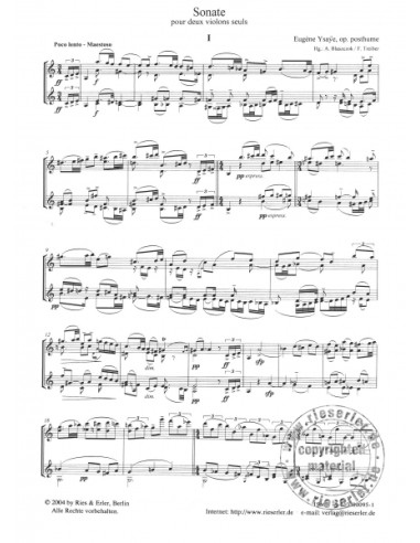 YSAYE E.-Op.Sonata postuma per 2 violini