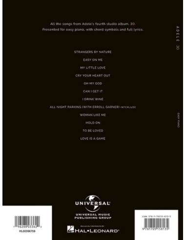 ADELE-30 pour piano facile