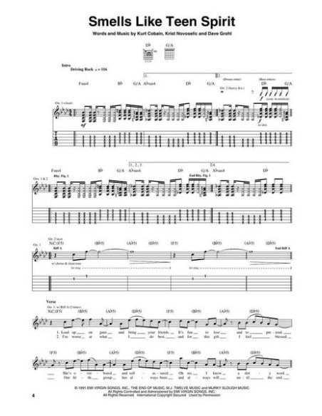 NIRVANA-Nevermind per tablatura per chitarra