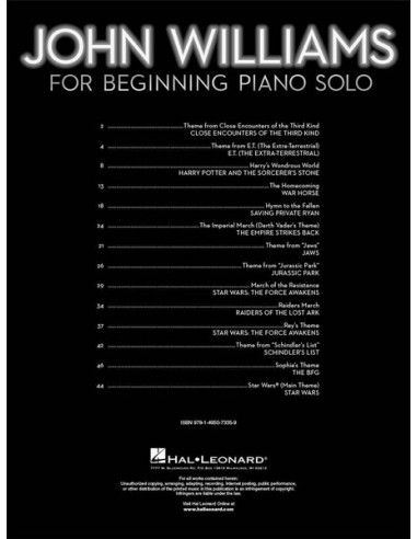 WILLIAMS John-Beginning Piano Solo