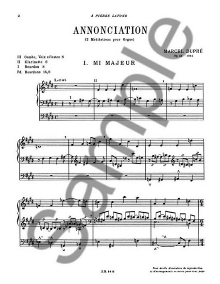 DUPRE M.-Annonciation Op.56 pour orgue