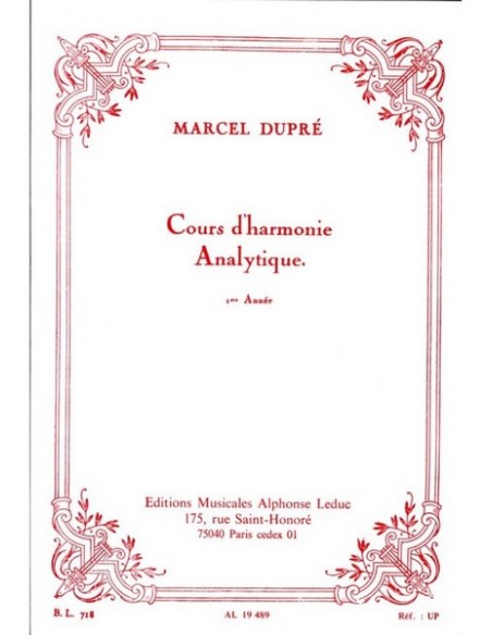DUPRÉ M.-Cours dHarmonie Analytique Vol.1