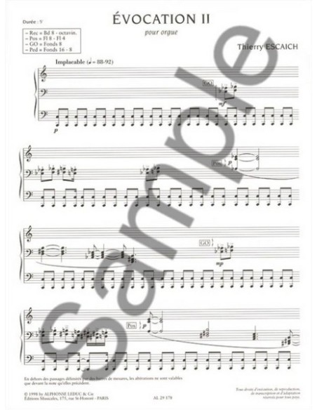 ESCAICH T.-Evocation II pour orgue