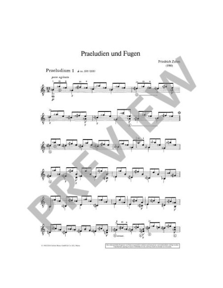 ZEHM F.-Preludi e Fughe (6) per chitarra (Stingl)