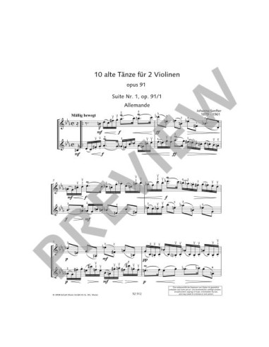 SENFTER J.-Danze Antiche (10) per 2 Violini