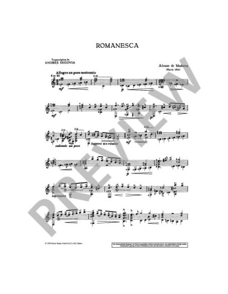 MUDARRA A.-Romanesca per chitarra (Segovia)