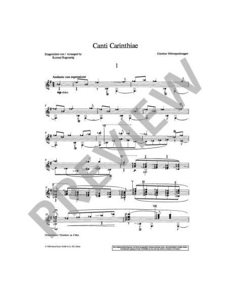 MITTERGRADNEGGER G.-Canti Carinthiae (5 studi) per chitarra (Ragossnig)