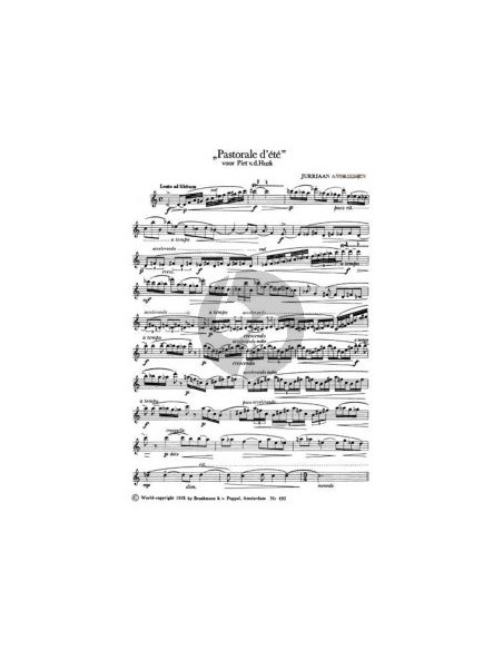 ANDRIESSEN L.-Pastorale d'éte per flauto
