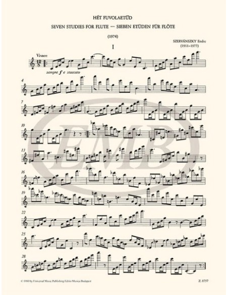 SZERVANSKY E.-Studies (7) for Flute