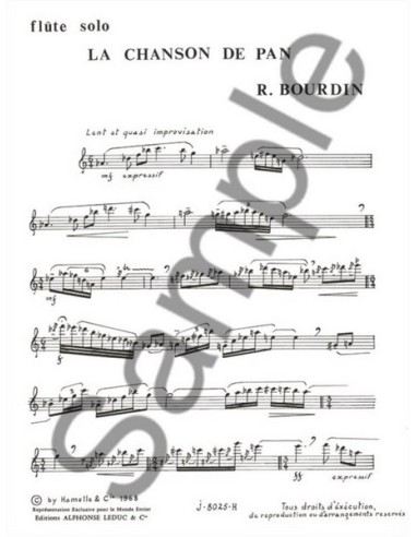 BOURDIN R.-Chanson de Pan für Flöte