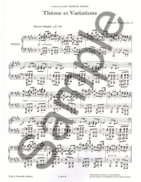 FAURE G.-Thème et variations op.73 pour piano