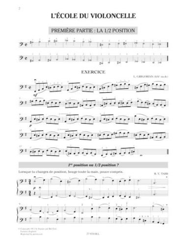 BOURIN O.-Methode 3º für Violoncello