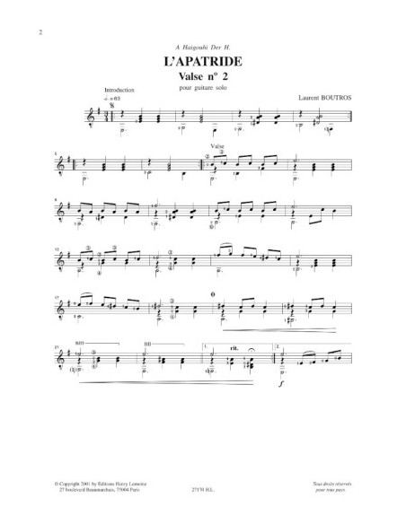 BOUTROS L.-LApatride pour guitare