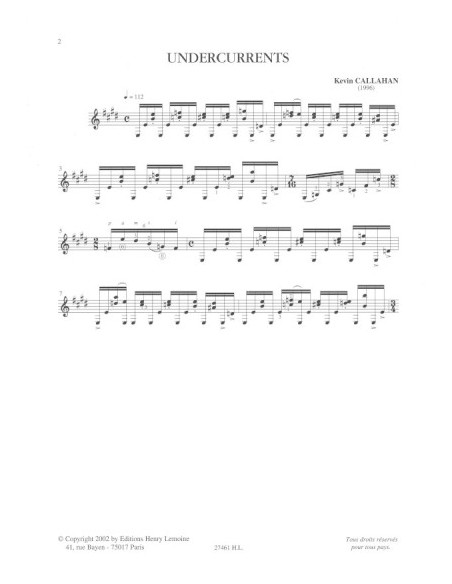 CALLAHAN K.-Three River Moments pour guitare