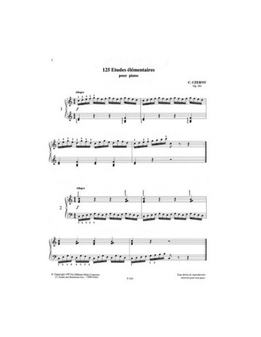 CZERNY C.-Op. 261 Studi Elementari (125) per Pianoforte