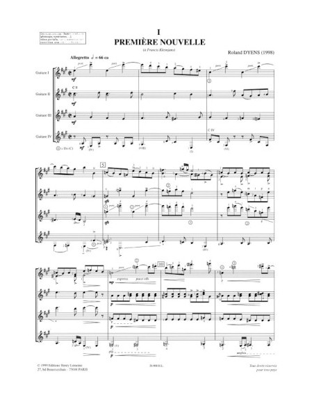 DYENS R.-Hamsa für 4 Gitarren oder Gitarrenset