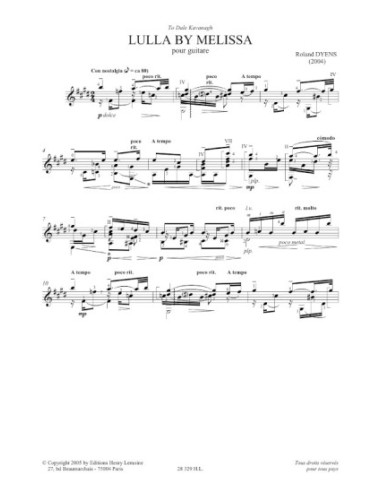 DYENS R.-Lulla di Melissa per chitarra