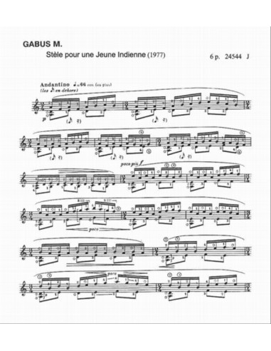 GABUS M.-Stele pour une Jeune Indienne per Chitarra