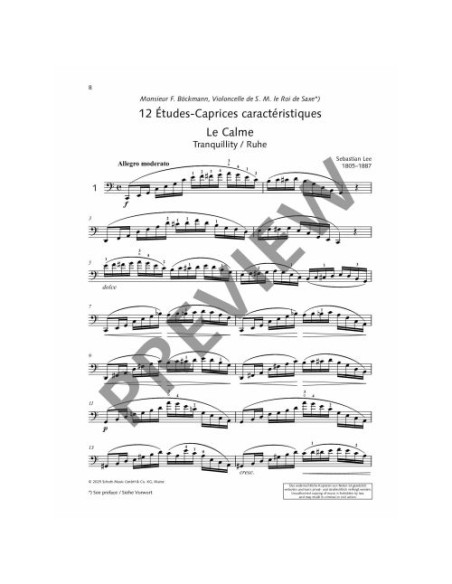 LEE S.-Estudios Caprichos (12) Op.100 pour violoncelle