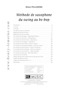 PELLEGRINO M.-Methode de Saxophone du Swing au Be Bop for Saxophone (Inc. CD) 2