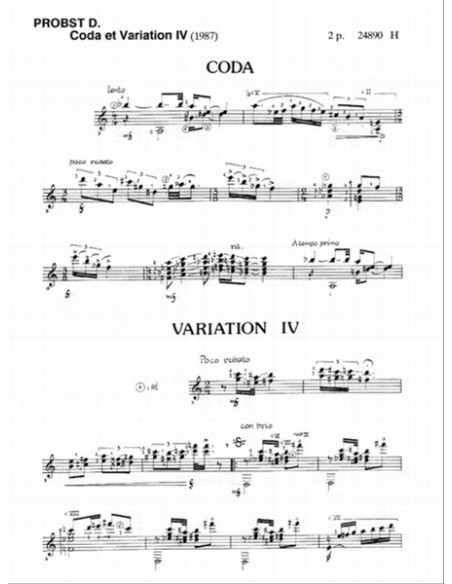 PROBST D.-Coda et Variations per chitarra