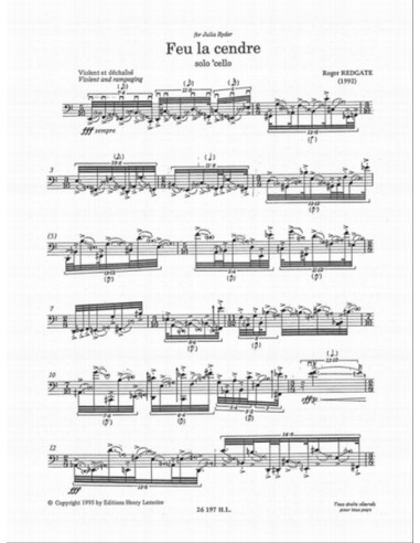 REDGATE R.-Feu la Cendre per Violoncello