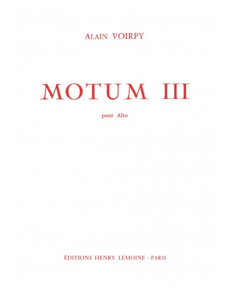 VOIRPY A.-Motum III per viola (sassofono)