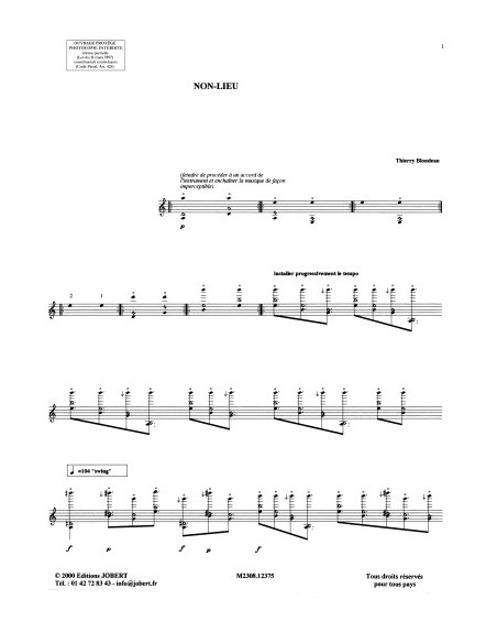 BLONDEAU T.-Non Lieu per chitarra