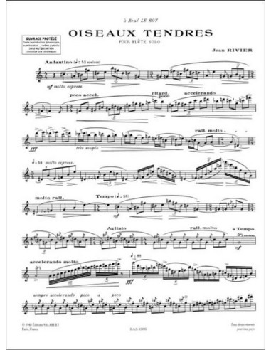 RIVIER J.-Oiseaux Tendini per flauto