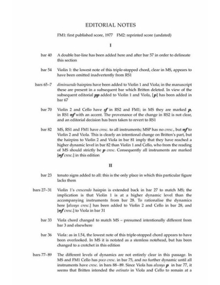 BRITTEN B.-String Quartet No. 3 Op.94 (Score)