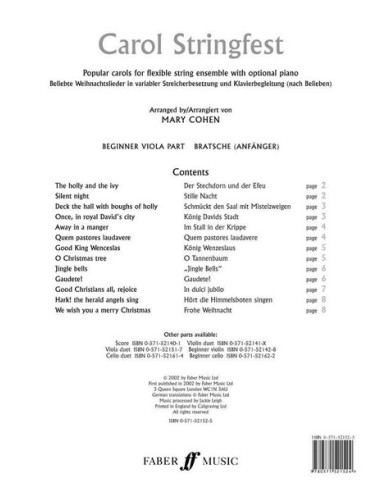 COHEN M.-Carol Stringfest (Principiante) per Viola