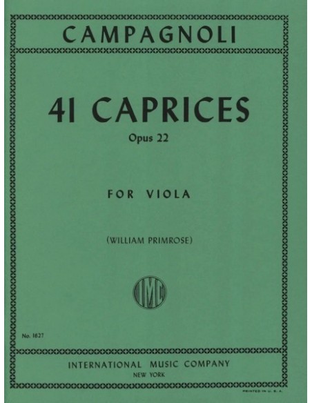 CAMPAGNOLI B.-Caprichos (41) Op.22 per Viola (Primula)