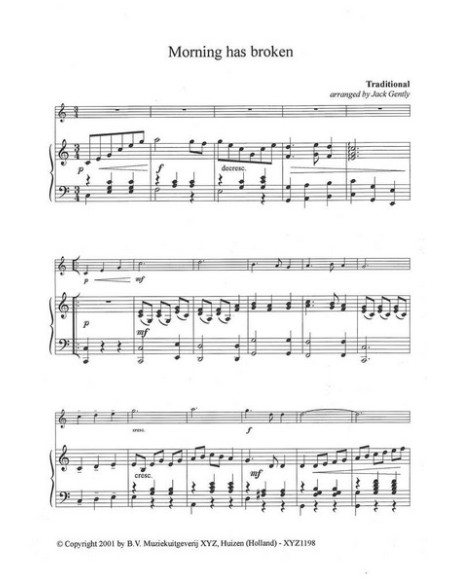 GENTLY J.-Morning has Broken per flauto e pianoforte