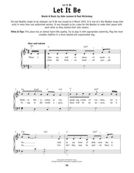 BEATLES - Wirklich einfaches Klavier
