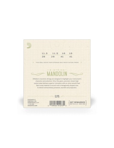 D'Addario EJ75 Mandolin Strings Phosphor Bronze Medium Heavy 11.5-41 (Game)