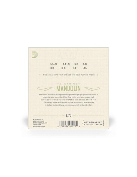 D'Addario EJ75 Mandolin Strings Phosphor Bronze Medium Heavy 11.5-41 (Game)