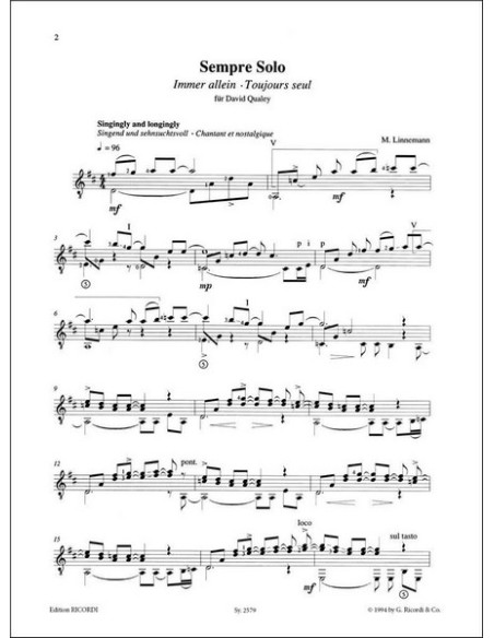 LINNEMANN M.-Suite per Amanti per Chitarra