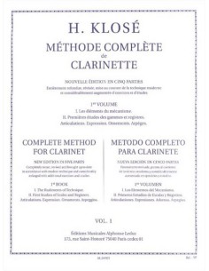 KLOSE H.E.-Méthode Complète de Clarinette Volume 1
