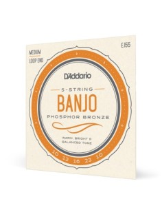 D'Addario EJ55 5 String Banjo Strings Phosphor Bronze Medium 10-23 (Set)