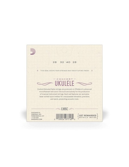 D'Addario EJ65C Pro Arte Custom Extruded Nylon Ukulele Strings Ukulele Strings (Set)