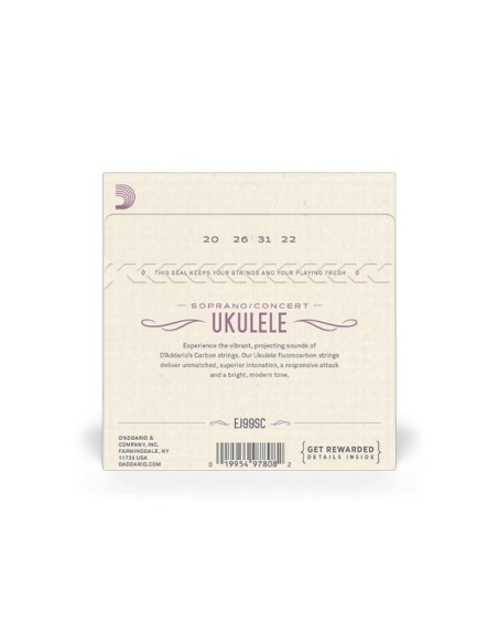 D'Addario EJ99SC Pro Arte Carbon Ukulele Strings Soprano Ukulele Strings (Set)