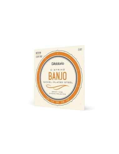 D'Addario EJ61 Banjo Strings 5 String Banjo Strings Nickel Medium 10-23 (Set)