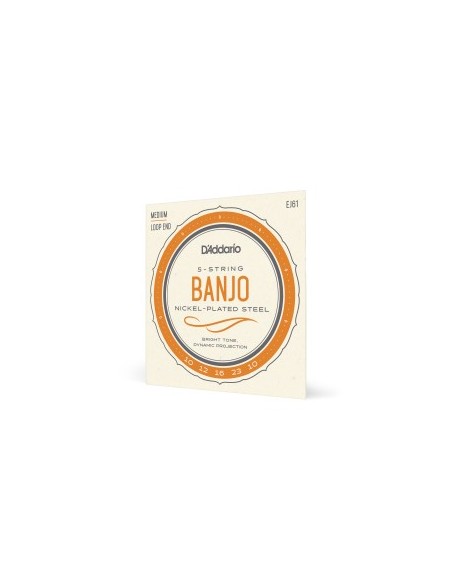 D'Addario EJ61 Banjo Strings 5 String Banjo Strings Nickel Medium 10-23 (Set)