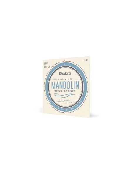 D'Addario EJ62 Mandolin Strings (80/20) Bronze Mandolin Strings Light 10-34 (Set)