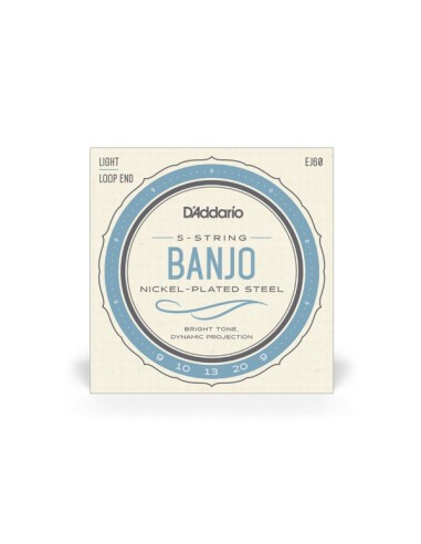 D'Addario EJ60 5 String Banjo Strings Nickel Light 9-20 (Set)