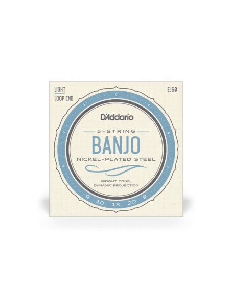 D'Addario EJ60 5 String Banjo Strings Nickel Light 9-20 (Set)