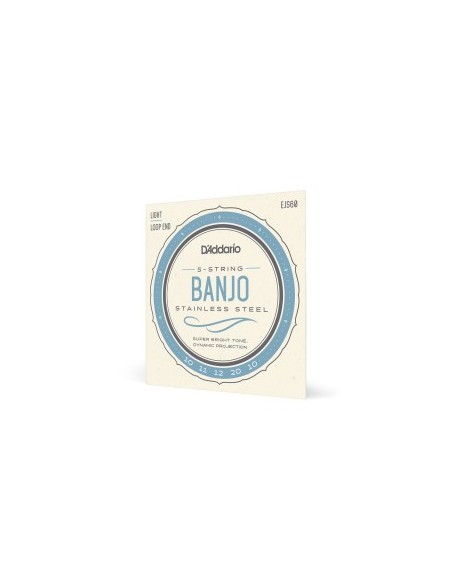 D'Addario EJS60 5 String Banjo Strings Stainless Steel Light 9-20 (Set)