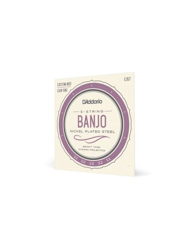 D'Addario EJ57 5 String Banjo Strings Nickel Custom Medium 11-22 (Set)
