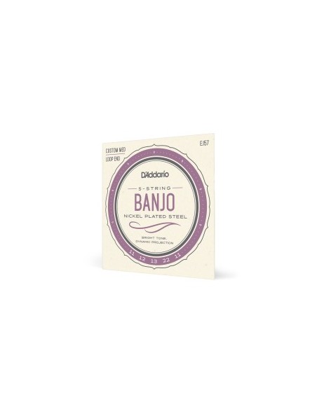 D'Addario EJ57 5 String Banjo Strings Nickel Custom Medium 11-22 (Set)