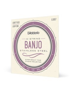D'Addario EJS57 5 String Banjo Strings Stainless Steel Custom Medium 11-22 (Set)